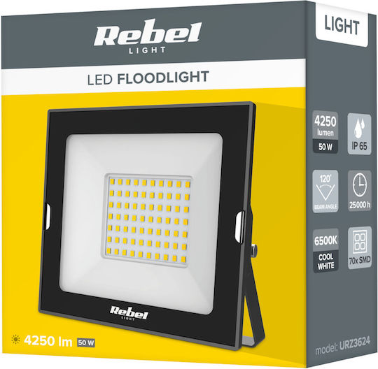 Rebel Waterproof LED Floodlight 50W Cold White 6500K IP65