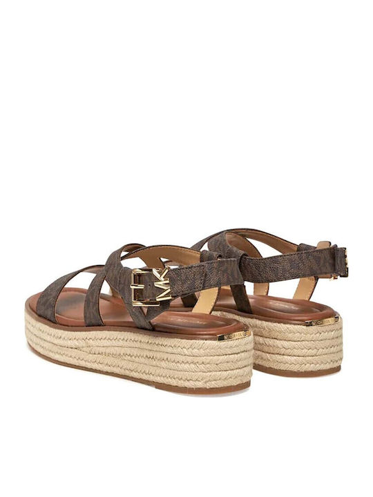 Leather Women's Flat Sandals in Brown Color