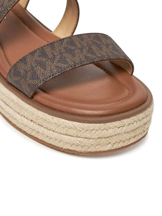 Leather Women's Flat Sandals in Brown Color