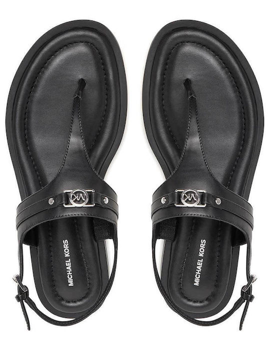 Mandy Thong Leder Flache Sandalen für Damen in Schwarz Farbe