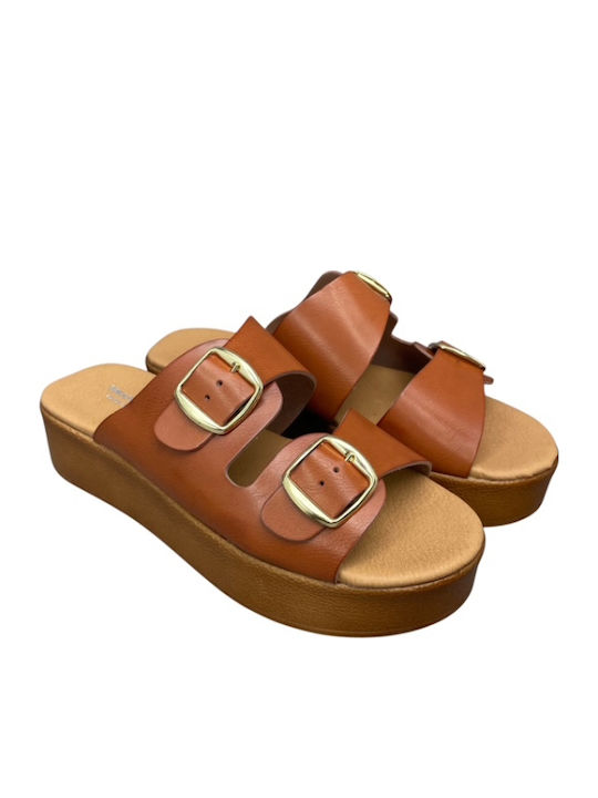 Women's Flat Sandals Flatforms Tabac Brown GY-07996-7-3