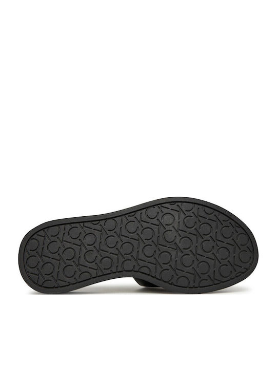 Leather Women's Flat Sandals Flatforms in Black Color