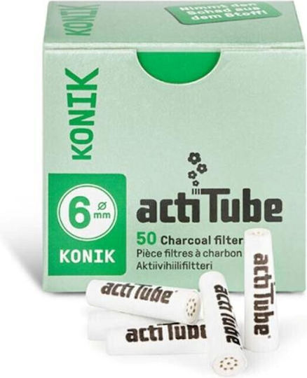 Actitube Konik 6mm 50 Κωνικά Φίλτρα Στριφτού Ενεργού Άνθρακα