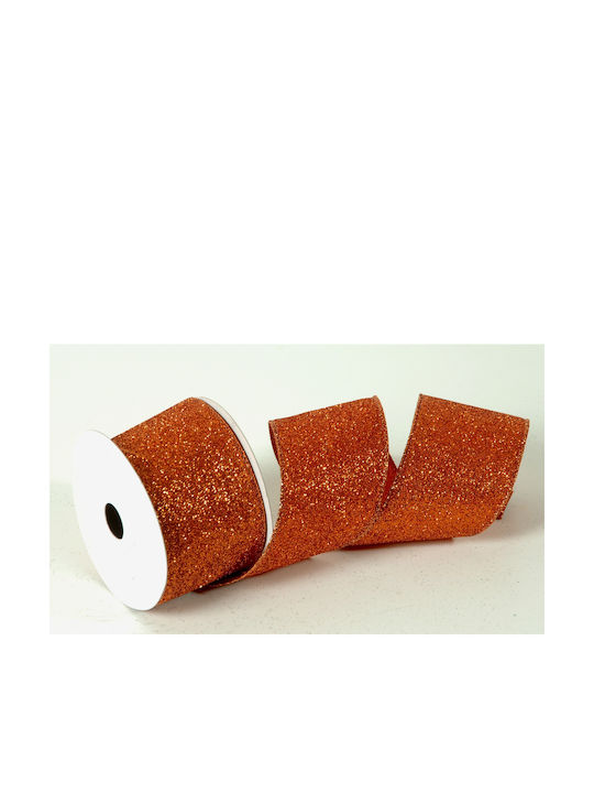 Lianos Orange with Strass 10m Christmas Ribbon Orange 1000cm 1pc