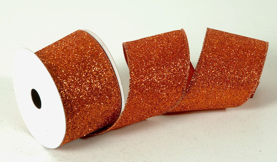 Lianos Orange with Strass 10m Christmas Ribbon Orange 1000cm 1pc