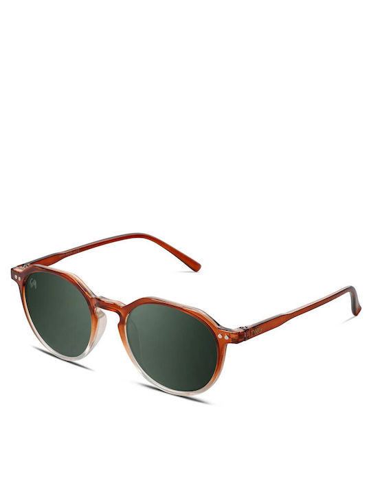 Twig Mailer Unisex Sunglasses with Green Horn-Rimmed Frame and Green Lens MAI02