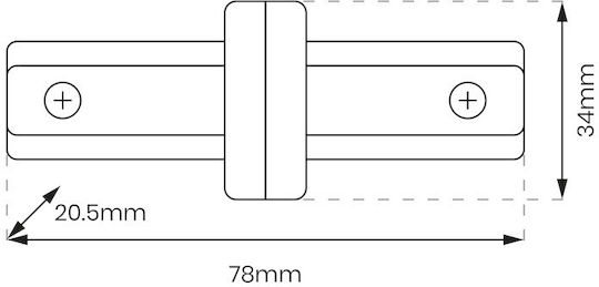 Black Straight Connector Track 1-circuit