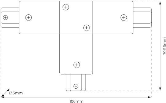 White T Track Connector 1-circuit