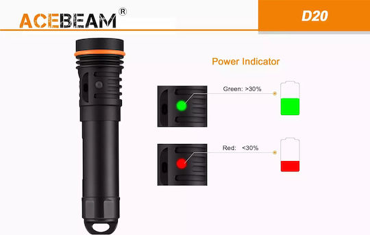 Acebeam Diving Safety Light Rechargeable LED for Head with Brightness 2700lm for Maximum Depth 129m