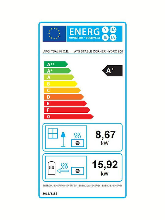 Thermiki Ats Stable Hydro Corner 800 Kaminofen Holz 8.67kW Linke Ecke mit Schranktüren