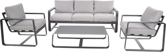 Amalf 4-Piece Outdoor Living Room Set Aluminum with Pillows