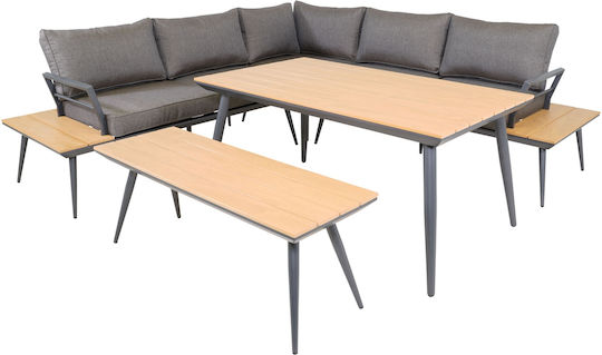Arezzo 3-Piece Outdoor Living Room Set Gray with Pillows