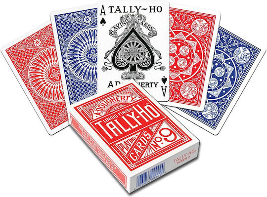 Tally-Ho Half Fan/Circle Blue Standard Τράπουλα Πλαστικοποιημένη για Poker Κόκκινη