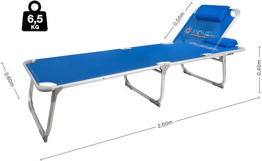 Escape Foldable Aluminum Beach Sunbed Blue with Pillow 200x61x38cm