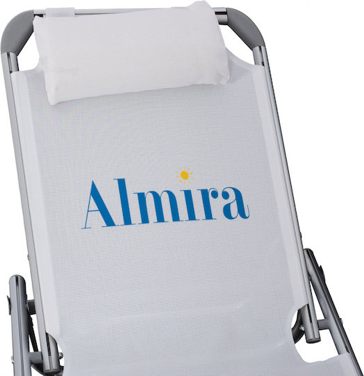 HomeMarkt Foldable Aluminum Beach Sunbed White with Pillow 188x58x33cm