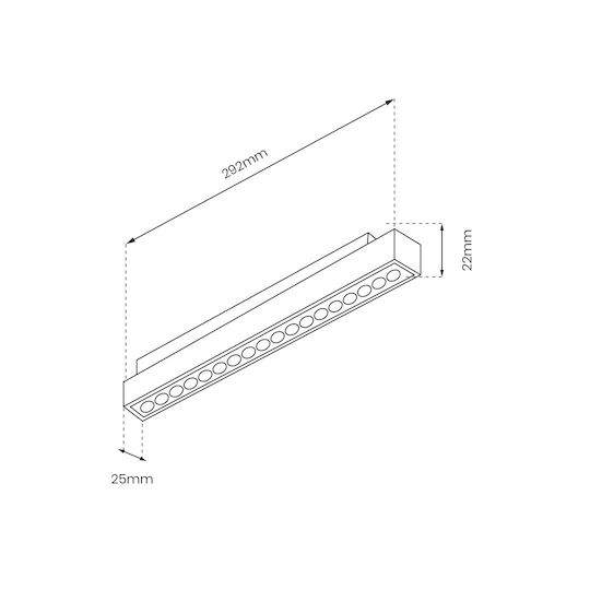 Eko Light LED Γραμμικό Χωνευτό Φωτιστικό Τοίχου 18W Θερμό Λευκό