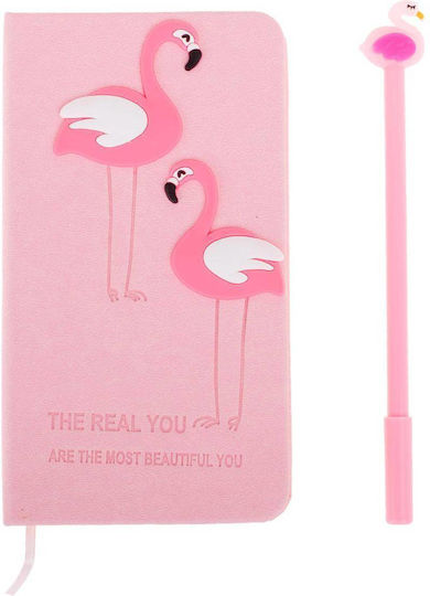 Gift Set Kids Flamingo Notebook Faux Leather Finish + Flamingo Pen