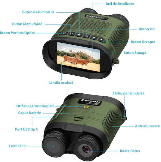 Professional Digital Binoculars Night Vision 2.5k @30 Fps 8x Digital Zoom 10x Optical Zoom 3-inch Lcd Screen 2600 Mah Battery Green