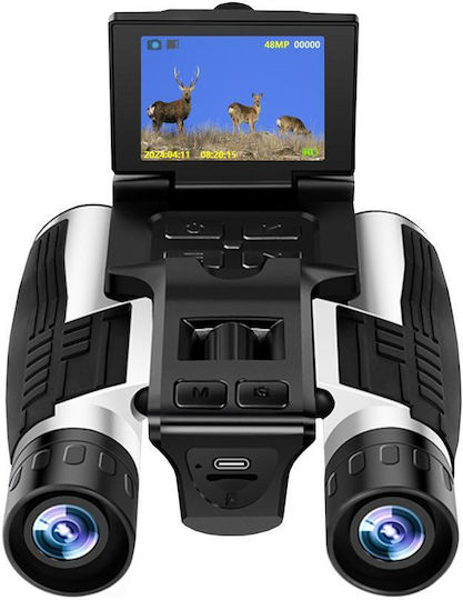 Professional Digital Binoculars 2.5k Uhd 8x Digital Zoom 12x Optical Zoom 2.4 Inch Lcd Screen 3.7v 1000 Mah Battery 48m Photo Resolution Black