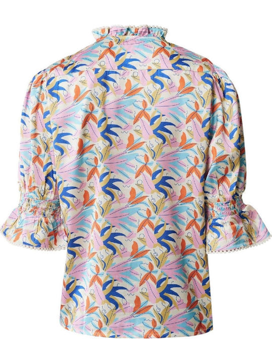 Κοντομάνικο Γυναικείο Πουκάμισο Multicolor Floral