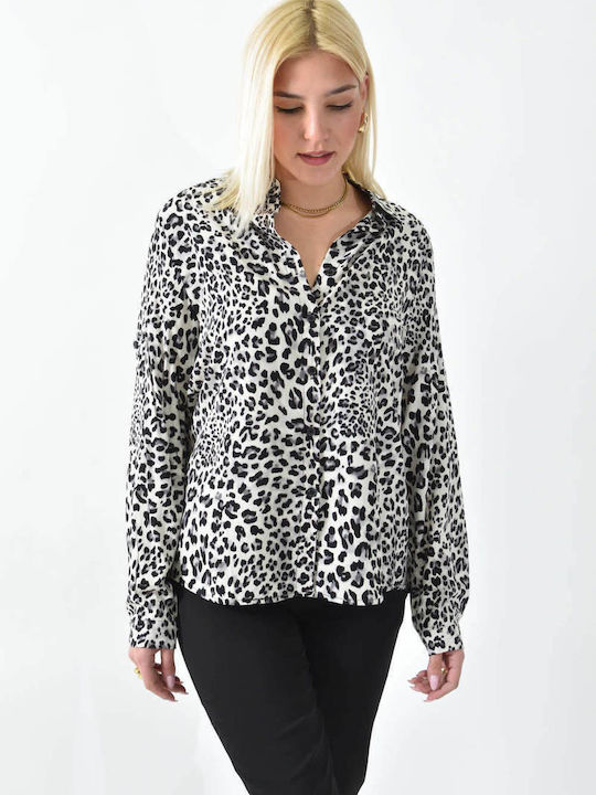 Langärmelig Damen Hemd Black Druck