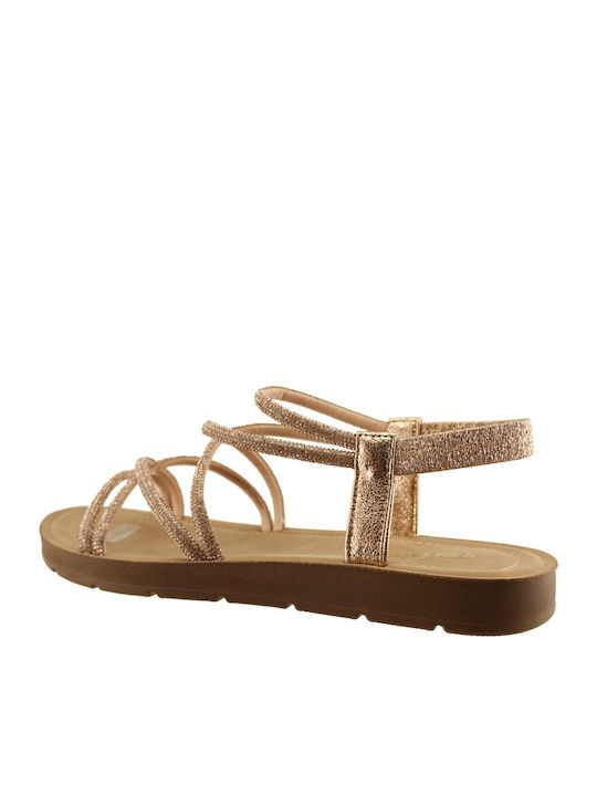 Women's Flat Sandals in Gold Color