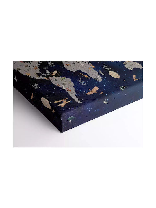 Kids Canvas Wall Painting Map 45x65cm