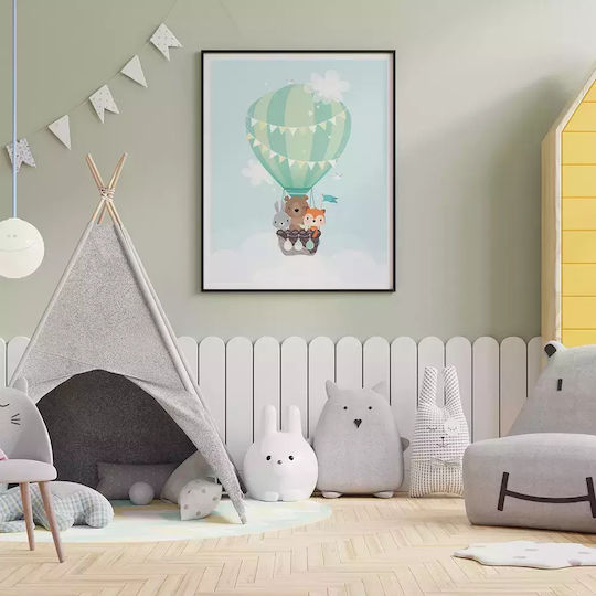 Kids Framed Wall Painting Hot air balloon 30x40cm