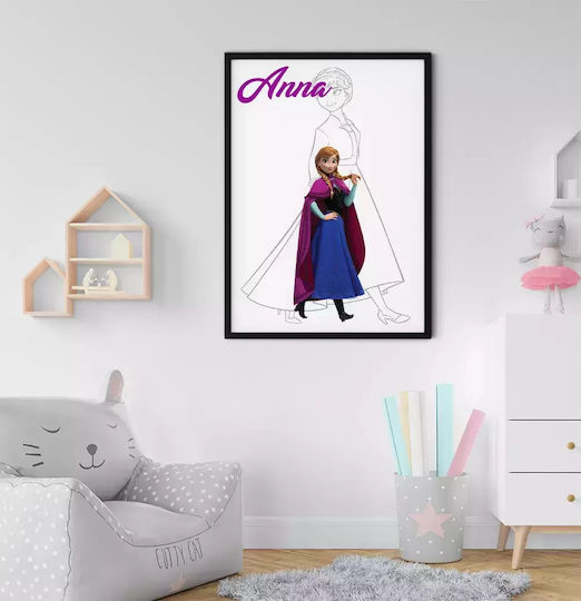 Tablou Copilăresc Princess Anna cu Ramă Albă din Lemn 21x30buc