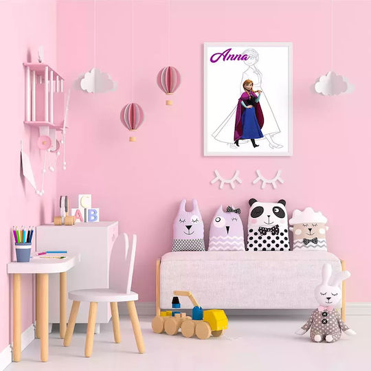 Tablou Copilăresc Princess Anna cu Ramă Albă din Lemn 21x30buc