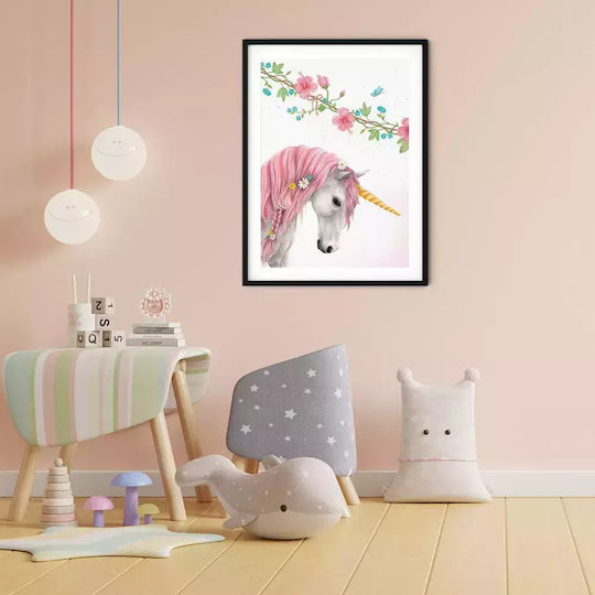 Kids Framed Wall Painting Unicorn 30x40cm