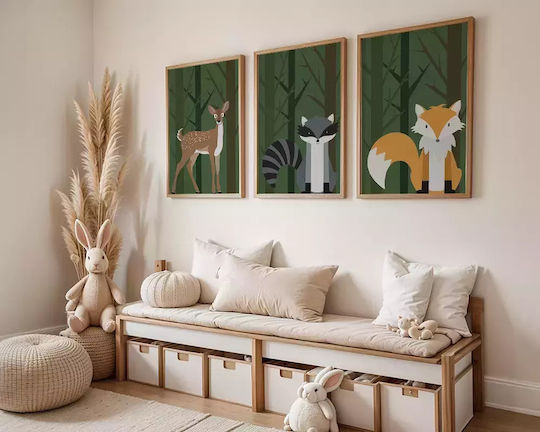 Kids Framed Wall Painting Fox 30x40cm