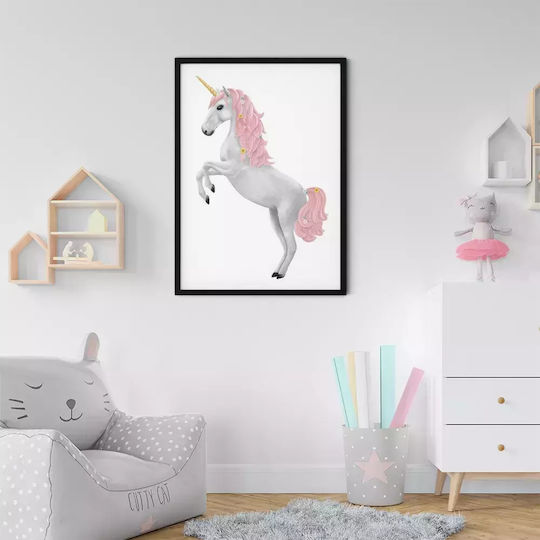 Kids Framed Wall Painting Unicorn 30x40cm