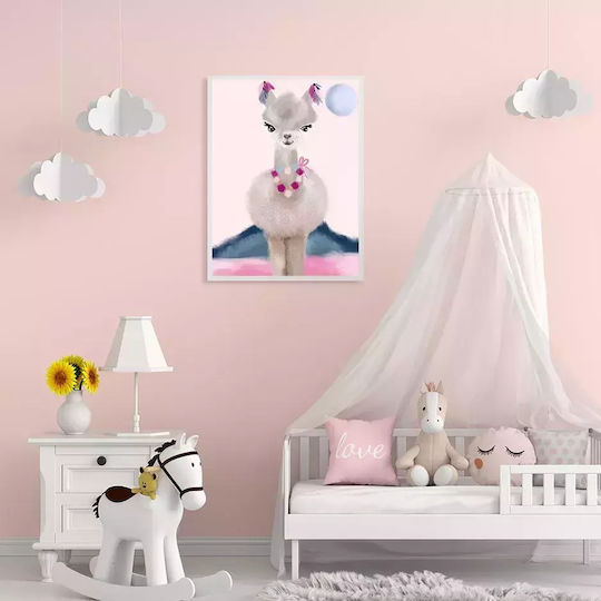 Kids Framed Plastic Wall Painting Alpaca 21x30cm
