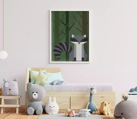 Kids Framed Plastic Wall Painting Forest Animal 21x30cm