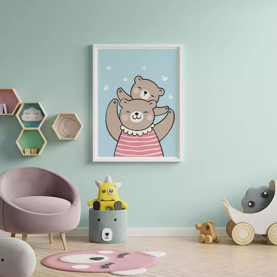 Παιδικό Κάδρο Momma Bear με Λευκή Κορνίζα από Πλαστικό 21x30εκ.
