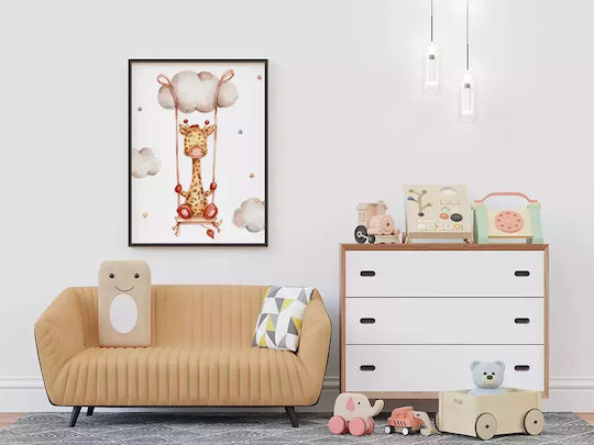 Kids Framed Wall Painting Giraffe In The Sky 21x30cm