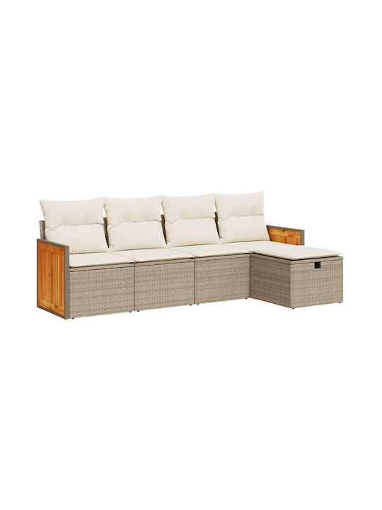 Corner Outdoor Sofa Rattan with Chest and Cushions 55x55x69cm