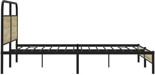 Pat King Size Din Lemn Maro Cu Plăci Pentru Saltea 193x203cm
