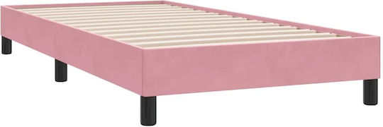 Ein Einzelbett Mit Stoff Rosa Mit Lattenrost Und Matratze 90x210cm
