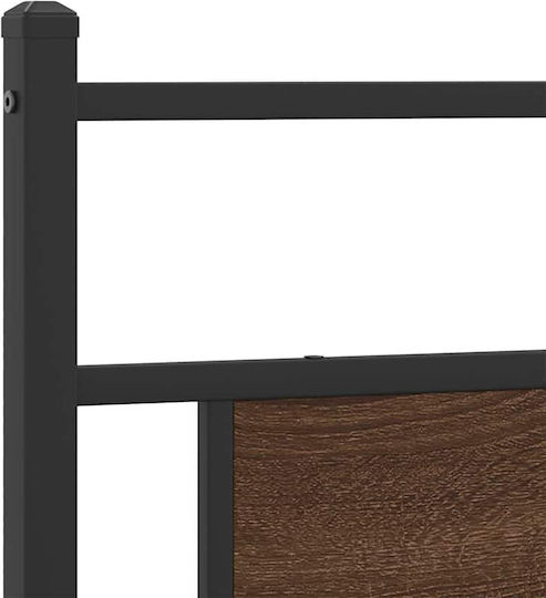 King Size Holzbetten Braune Eiche mit Lattenrost für Matratze 193x203cm