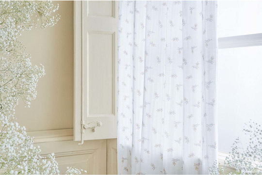 Nobodinoz Utopia Flore White Window Curtain with Tunnel 280x146cm