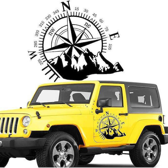 Selbstklebender Aufkleber Offroad-Fahrzeuge Modell Kompass Größe 44 x 55 cm Farbe Schwarz