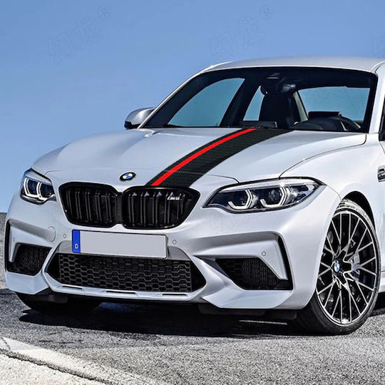 Adhesive Sticker Tuning Model "rally Stripe Carbon 3d" Size 140 X 17 Cm Color Black Red