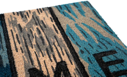 Sdim Fußmatte aus Kokosnussfasern mit rutschfester Unterlage Ruco Style 004 Woodpanel Home Blau 45x75cm Dicke 15mm