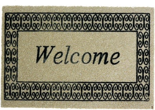 San Lorentzo Entrance Mat made of Coir with Anti-slip Backing Welcome Frame Brown 40x60cm