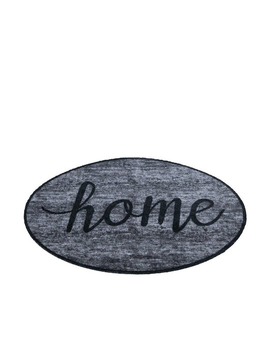Sdim Entrance Mat Oval Carpet with Anti-slip Backing Prestige 005 Home Black / Grey 50x75cm