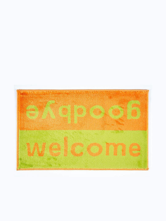 Sdim Covor de Intrare Mochetă cu Suport Antiderapant Fashion Welcome Lime Green/Orange 40x67buc