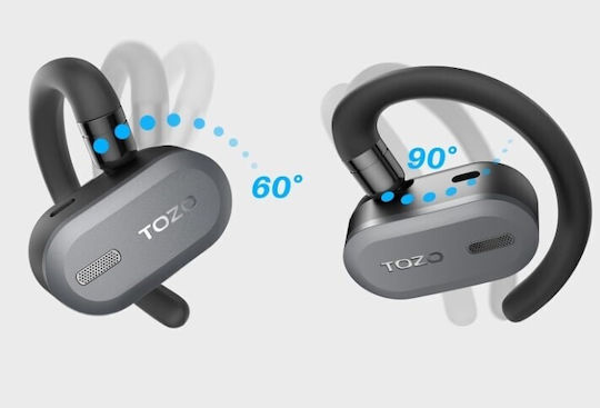 Tozo Open Buds Bluetooth Handsfree Căști cu Rezistență la Transpirație și Carcasă de Încărcare Negru