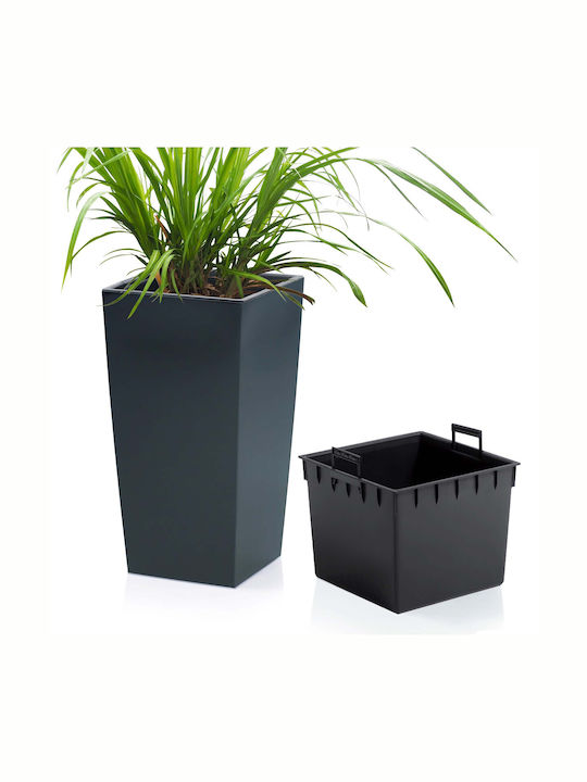 Marhome Urbi Square Саксия Пластмаса Черен 32.5x32.5x61εκ.